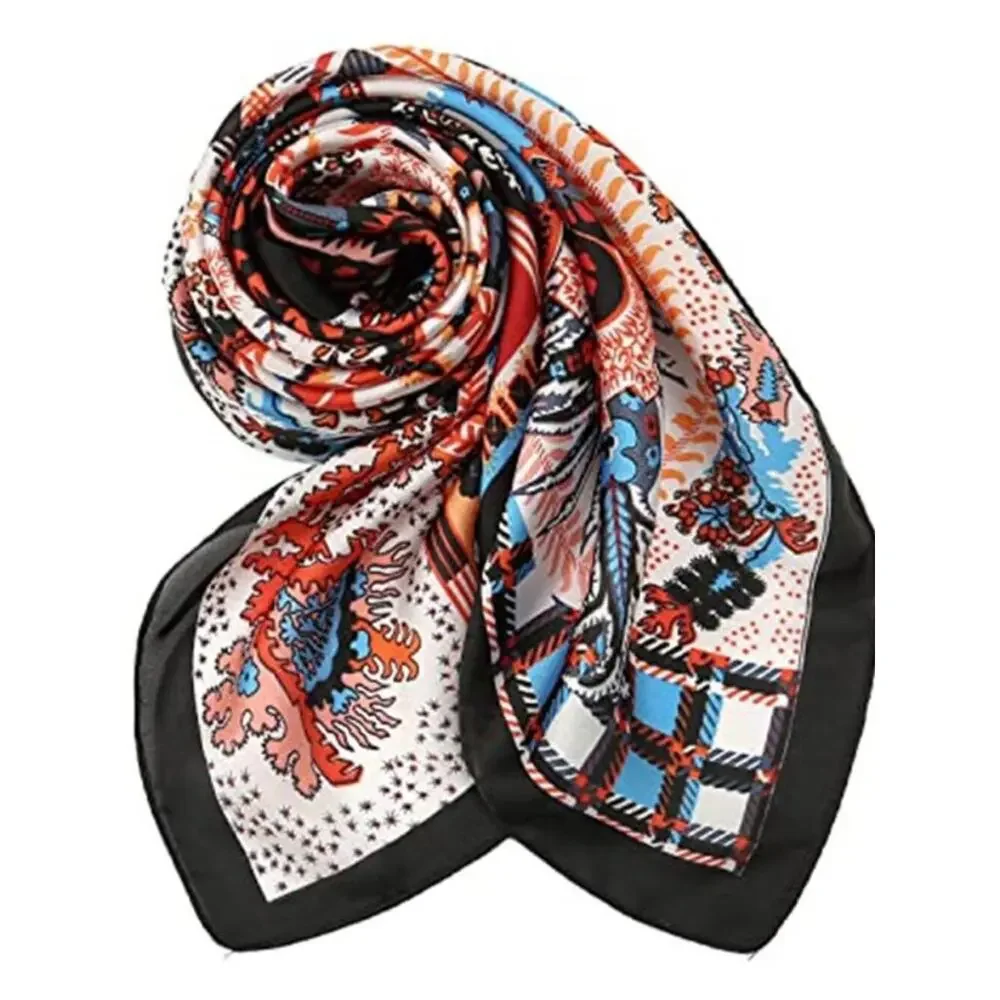 Red and Black Head Hair Scarf Like Satin Silk Scarf Sleeping Hair Wrapping